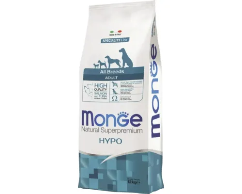 Hrană uscată pentru câini Monge Natural Superpremium Hypoallergenic Adult All Breeds cu somon și ton 12 kg buc