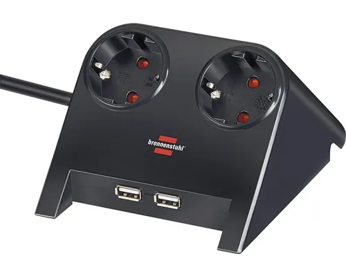 Prelungitor electric Brennenstuhl 2 prize + 2x USB 1,8m 3600W negru buc