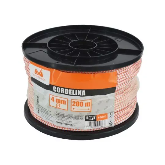 Rola cordelina ETS 4 mm, 200 ml, Alb/Portocaliu
