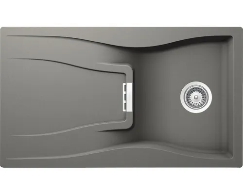 Chiuvetă bucătărie cristadur 1 cuvă Schock Waterfall D-100 50x86 cm cu picurător Silverstone reversibilă buc