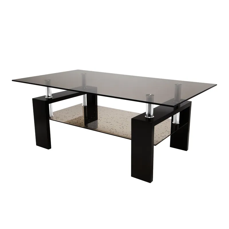 Masuta cafea din sticla TT 024, dreptunghiulara, fumuriu, 110 x 60 x 45 cm, 2C
