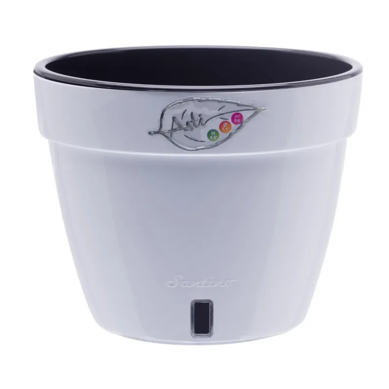 Ghiveci din plastic Asti, cu sistem de auto-udare, alb-negru, D 23.5 cm buc