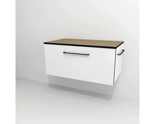 Dulap bază lavoar baie suspendat Devo Sonus 2.0 77x36 cm MDF alb/stejar bardolino sertar cu închidere lentă buc