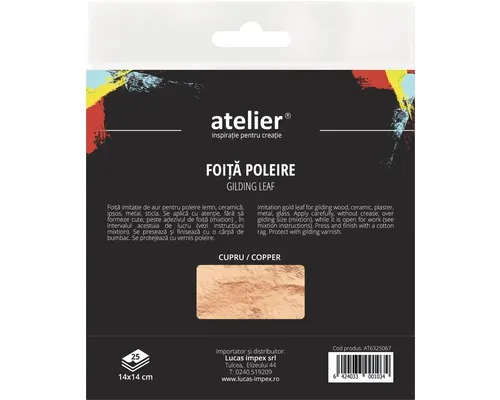 Foiță imitație de cupru pentru poleire 14x14 cm, 25 buc.