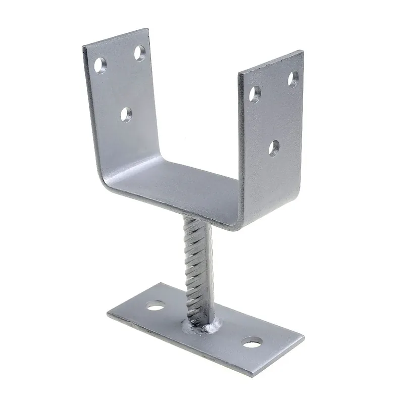 Suport stalp din tabla de otel zincat, cu talpa fixa,150 x 100 x 60 x 5 mm buc