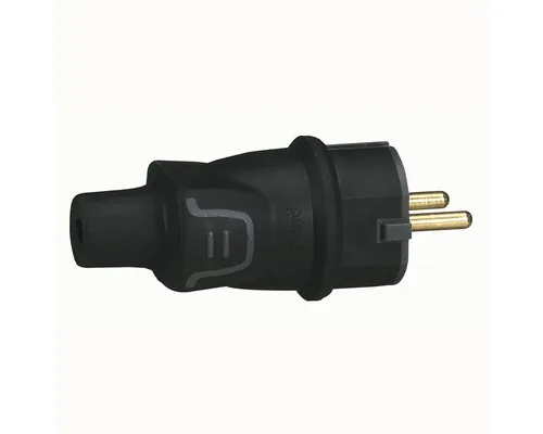 Ștecher cu contact de protecție CP Legrand 16A negru, din cauciuc integral buc