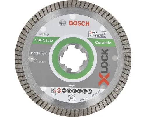 Disc diamantat Bosch Zubehör Ceramic ExtraClean Ø125x22,23 mm, pentru mandrină X-LOCK System buc