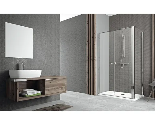 Uși duble pentru cabina de duș Radaway Eos II DWD, 120x197 cm, sticlă securizată transparentă, profil crom buc