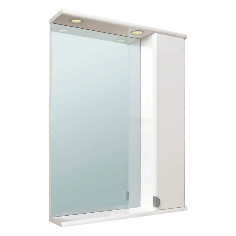 Dulap baie cu oglinda, iluminare si polita, 1 usa, dreapta, Roma, alb, 69 x 14.5 x 90.5 cm buc