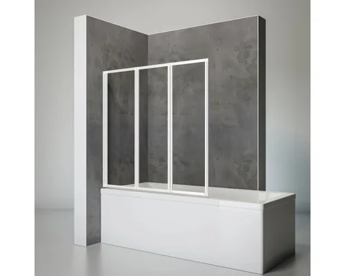 Paravan cadă pliabil Schulte, 127x140 cm, 3 elemente, sticlă clară, profil alb buc