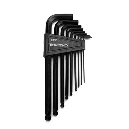 Set de chei locas hexagonal lungi cu cap sferic in suport de plastic 1,5-10 mm / 9 ieseKRONUS
