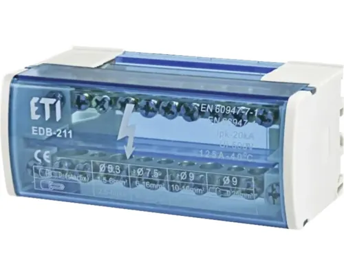 Bloc distribuție ETI 2P 11 găuri/pol 125A buc