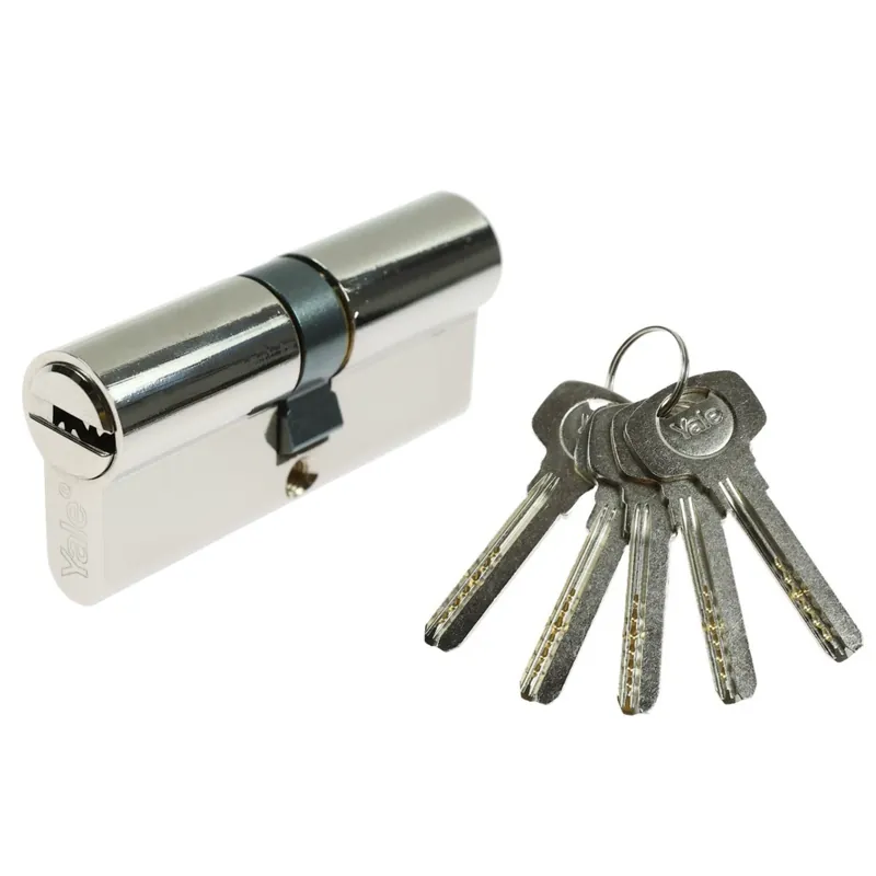 Cilindru siguranta pentru usi lemn / metal Yale, alama, 5 chei cu amprenta, 35 x 35 mm