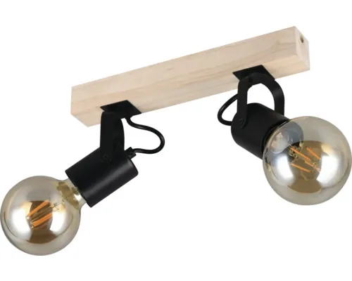 Șină spoturi Trio Lynar E27 max. 2x60W, lemn metal/negru buc