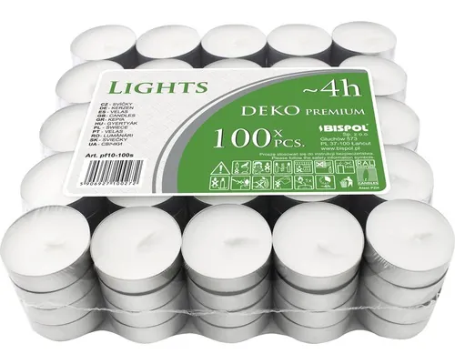 Set 100 lumânări neparfumate LCA pastile durata de ardere 4 h buc