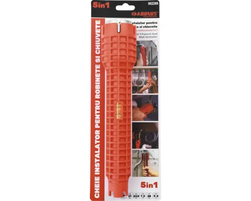 Cheie instalații pentru robinete și chiuvete Kronus 5-în-1 256mm, aluminiu buc