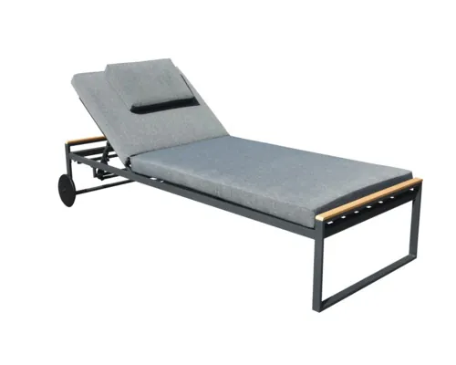 Șezlong plajă cu spătar reglabil 190x75x40 cm gri buc