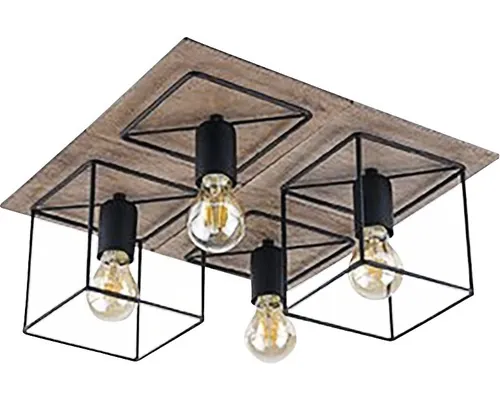 Plafonieră Coba E27 max. 4x60W, negru/maro antic buc