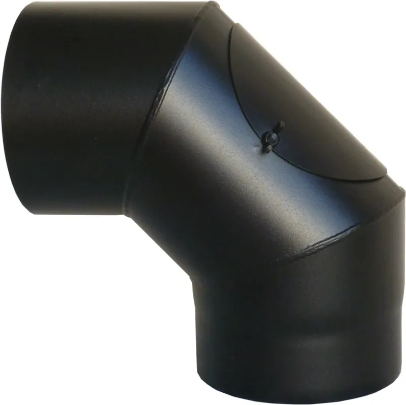 Cot 90 grade evacuare fum, otel, D 200 mm, negru mat buc