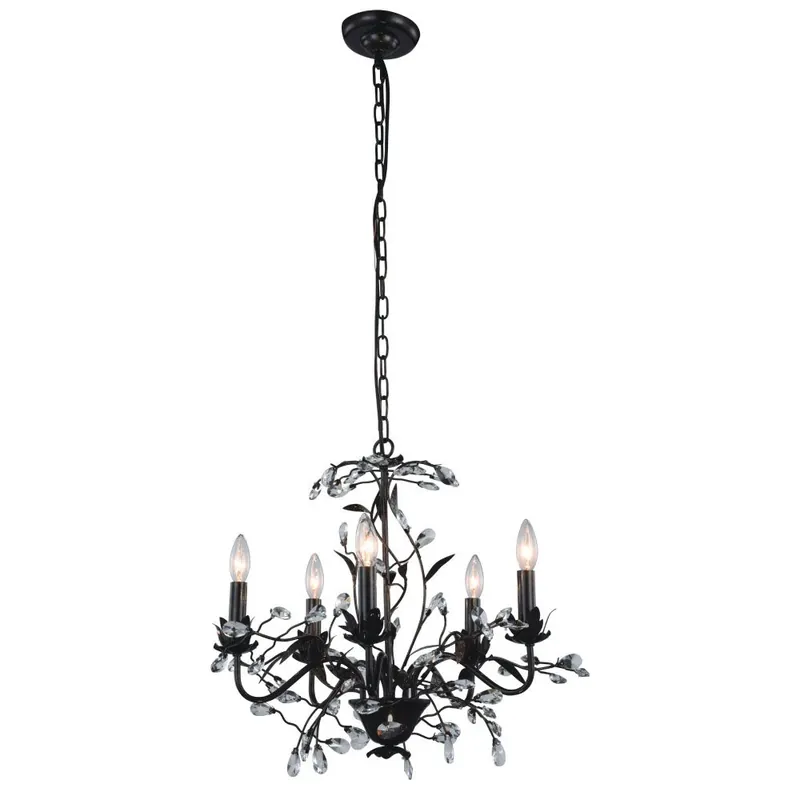 Candelabru Forest, 60x60x48 cm, 5*e14, 40 w, metal/Cristal, negru