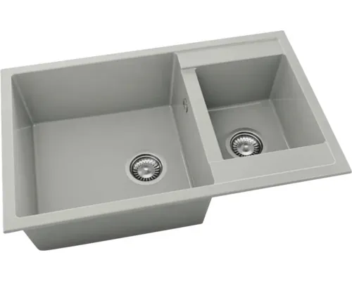 Chiuvetă bucătărie marmură compozită 2 cuve FAT Avangard 233 49x80 cm fără picurător Inox reversibilă buc