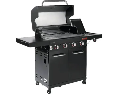 Grătar pe gaz Char-Broil Professional Core B 4 TRU-Infrared 4+1 arzătoare 13,18 kW inox suprafață de gătire 44,5x77 cm incl. termometru în capac, tavă de colectare grăsime, masă laterală pliabilă, deschizător sticle buc