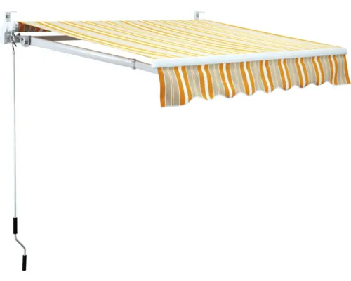 Marchiză/Copertină retractabilă manuală cu braț articulat 4x3 m poliester dungi portocaliu gri alb buc