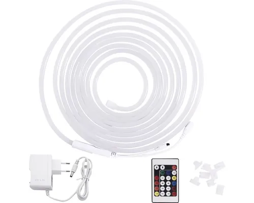 Bandă LED RGB QL Lighting 5m 24W, protecție la umiditate IP65, incl. telecomandă & alimentator buc