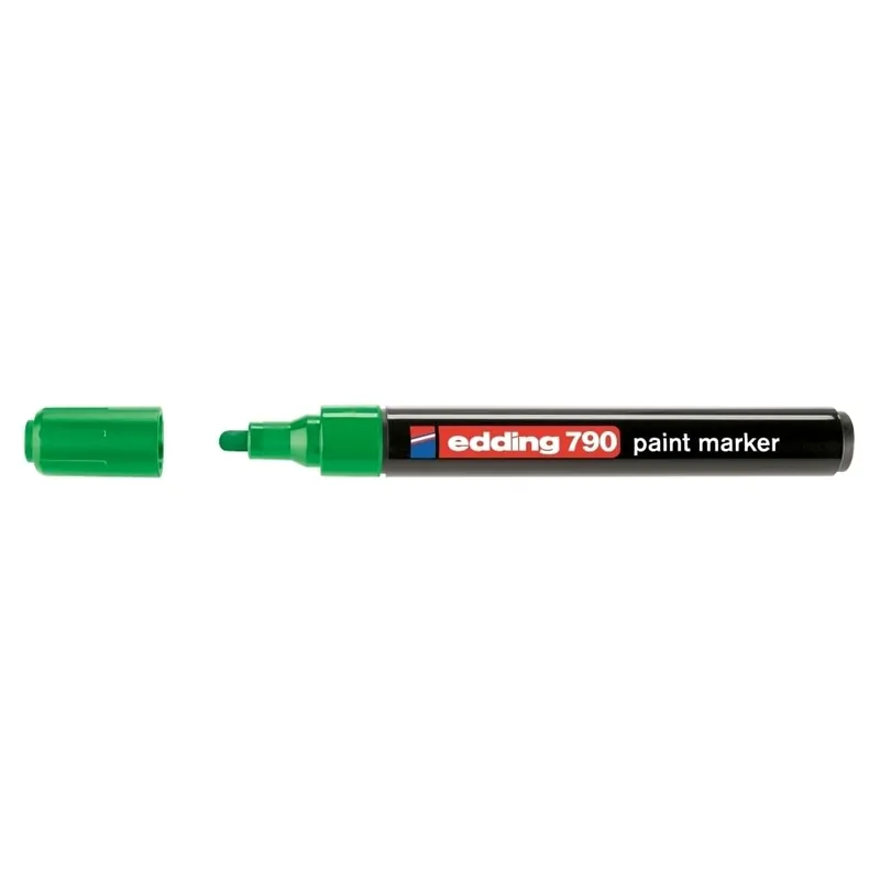 Marker permanent Edding 790, corp plastic, varf rotund, 2-3 mm, cu vopsea verde