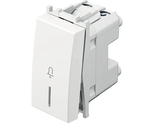 Buton cu revenire TEM cu locaș pentru LED, simbol sonerie, alb buc