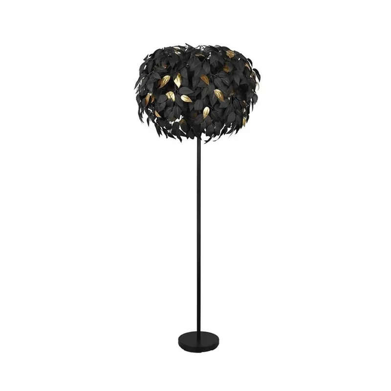 Lampadar Leavy, d 70 cm, h 180 cm, 3xe14, 28 w, metal/plastic, negru/auriu