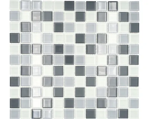 Mozaic piscină sticlă CM 4125 mix gri lucios 30,2x32,7 cm buc
