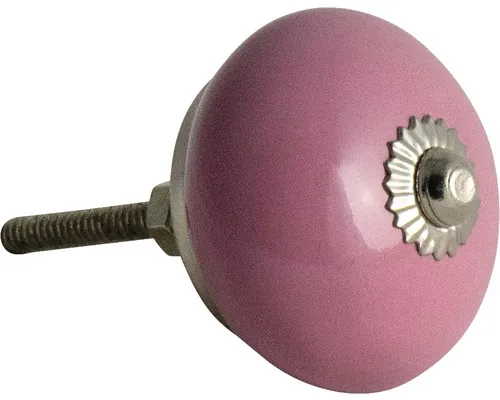 Buton pentru mobilă Ø40mm, porțelan roz/crom buc