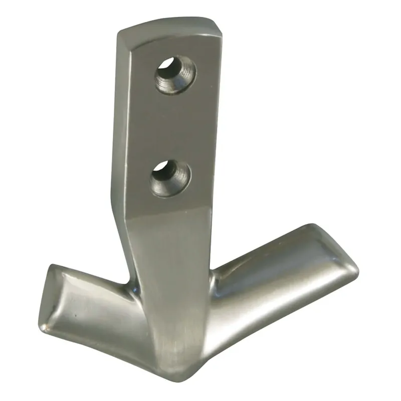 Cuier mobila cu 2 agatatoare, aluminiu, nichel mat, pentru baie, dormitor, hol, prindere pe mobila / perete, 495.46.24 buc