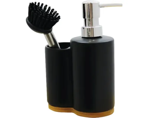 Dozator detergent lichid și perie pentru vase cu suport negru buc
