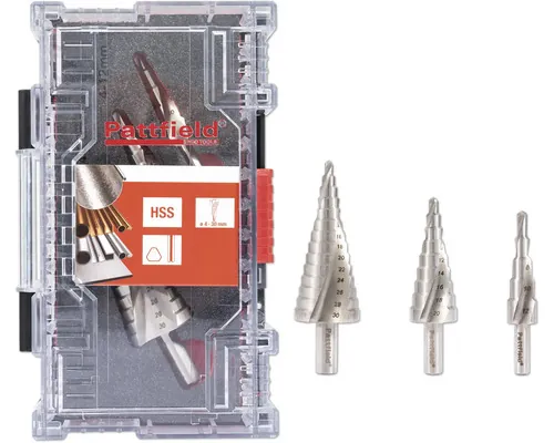 Burghie în trepte Pattfield 4-30mm, set 3 piese buc
