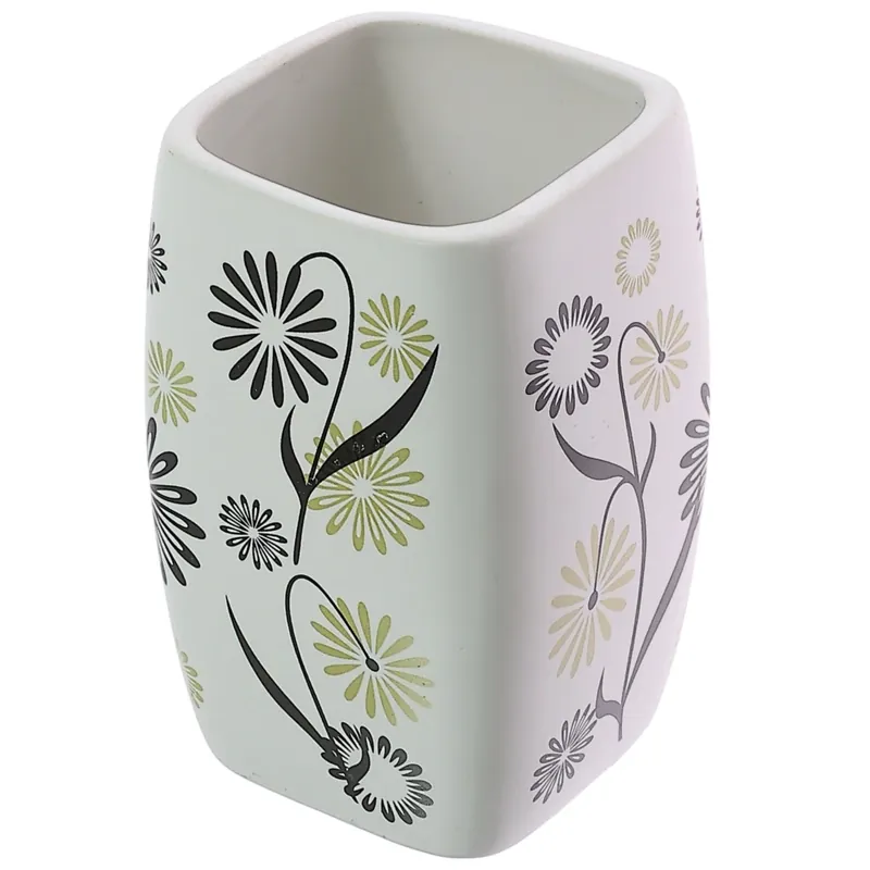 Pahar baie pentru igiena personala, Kadda Magic BCO-0291C, ceramica, model floral, 7 x 6.5 x 10.5 cm buc