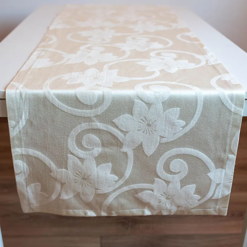 Traversa de masa 50x170 cm, 90% bumbac jaquard, alb