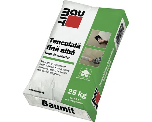 Tencuială tinci Baumit albă fină de exterior 25 kg sac