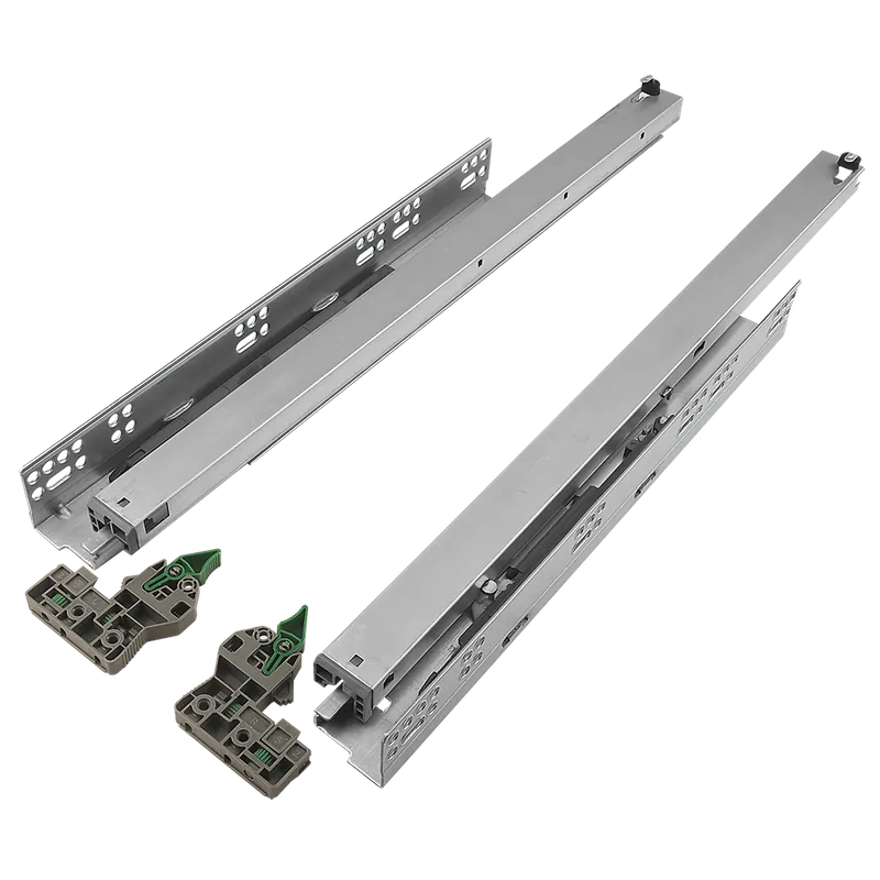 Glisiera ascunsa cu extractie totala Teko, push-open si amortizare, otel si plastic, zincat, 500 mm