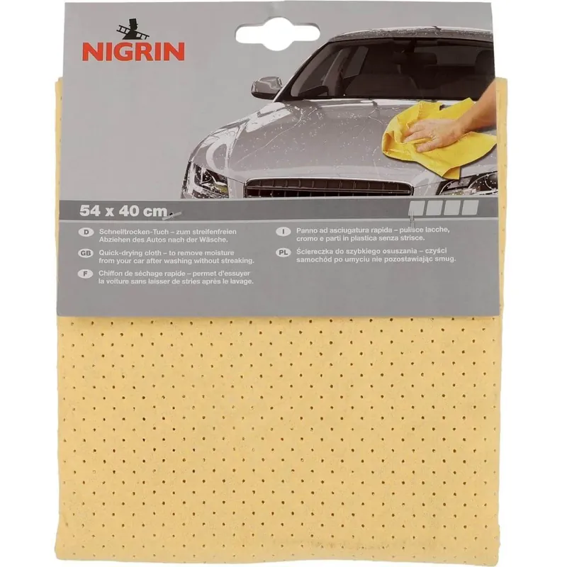 Laveta auto, Nigrin, pentru uscare caroserie auto, vascoza + poliester, 54 x 40 cm, bej buc