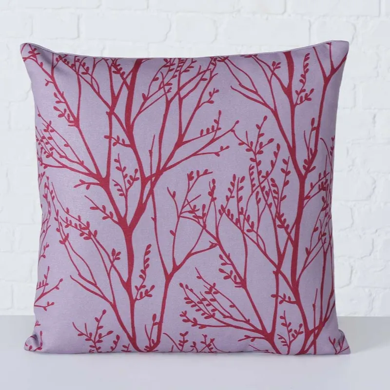 Perna decorativa Forest, 45x45 cm, cu fermoar, lila inchis/rosu