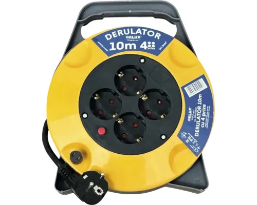 Prelungitor electric pe tambur Gelux 4 prize 10m cablu 3x1,5 mm² buc