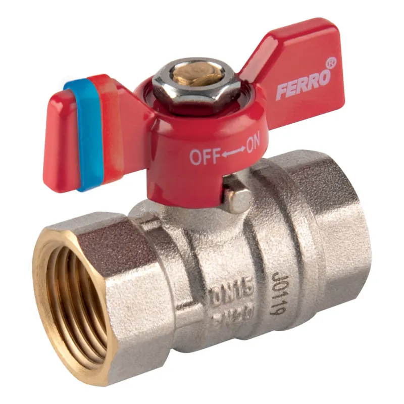 Robinet cu sfera si maner fluture Ferro KFCM1, filet interior-interior, 1/2"