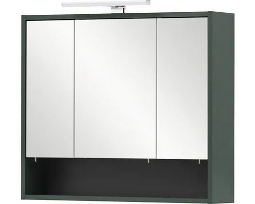 Dulap baie cu oglindă Kent 70x64 cm PAL verde pădure 3 uşi cu iluminare buc
