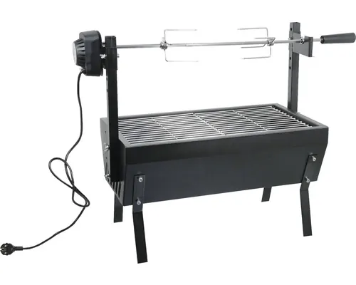 Grătar pe cărbuni cu rotisor electric Cattara Grar suprafață de gătire 56x30 cm negru 230 V buc