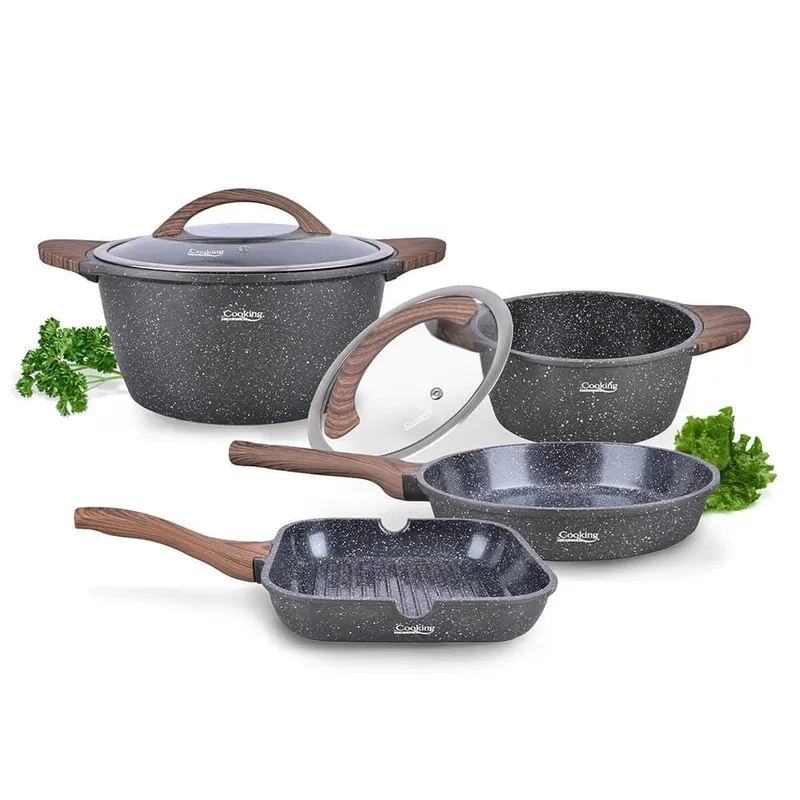 Set gatit 6 piese Heinner, aluminiu turnat, gri