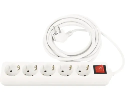 Prelungitor electric Strohm 5 prize 3m 3680W alb, cu întrerupător buc