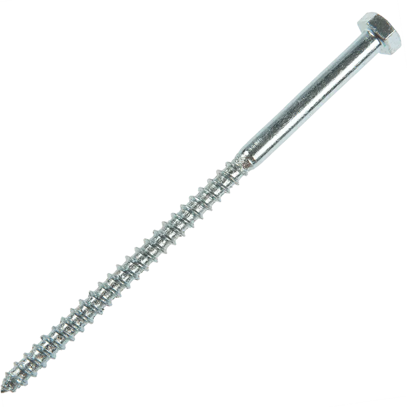 Surub autofiletant pentru lemn, cap hexagonal, otel zincat, alb, 8 x 150 mm, 10 buc