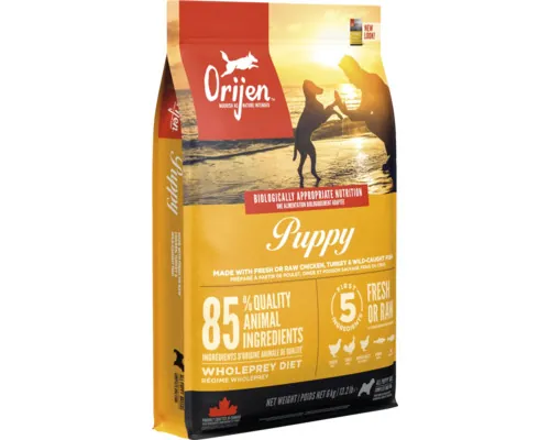 Hrană uscată pentru câini ORIJEN Puppy cu pui, curcan și pește fără cereale 6 kg buc